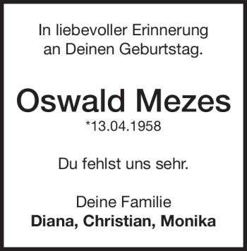 Traueranzeige von Oswald Mezes von Heidenheimer Zeitung