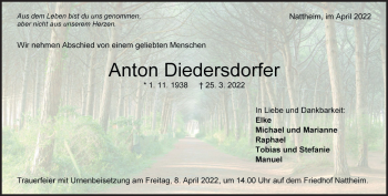 Traueranzeige von Anton Diedersdorfer von Heidenheimer Zeitung