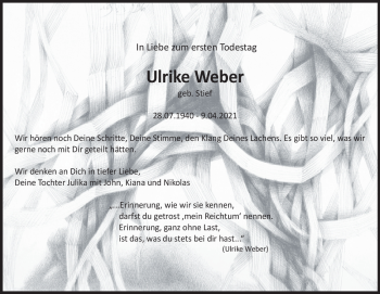 Traueranzeige von Ulrike Weber von Heidenheimer Zeitung