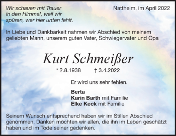 Traueranzeige von Kurt Schmeißer von Heidenheimer Zeitung