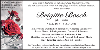 Anzeige Brigitte Bosch