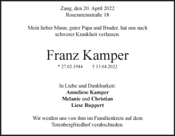 Traueranzeige von Franz Kamper von Heidenheimer Zeitung