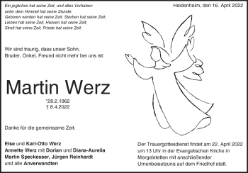Anzeige Martin Werz