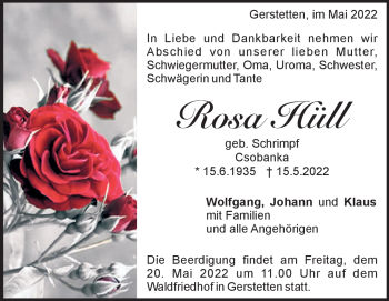 Anzeige Rosa Hüll