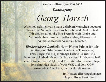 Traueranzeige von Georg Horsch von Heidenheimer Zeitung