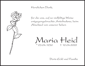 Traueranzeige von Maria Heid von Heidenheimer Zeitung