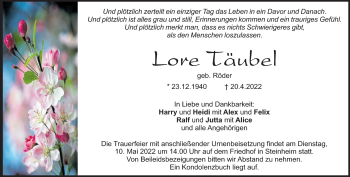 Traueranzeige von Lore Täubel von Heidenheimer Zeitung