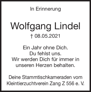 Traueranzeige von Wolfgang Lindel von Heidenheimer Zeitung