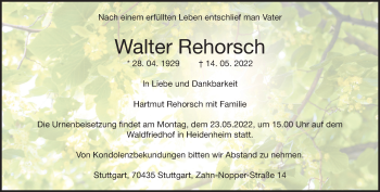 Anzeige Walter Rehorsch