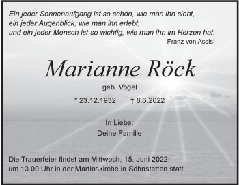 Traueranzeige von Marianne Röck von Heidenheimer Zeitung