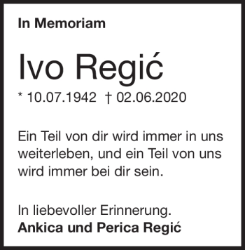 Traueranzeige von Ivo Regic von Heidenheimer Zeitung