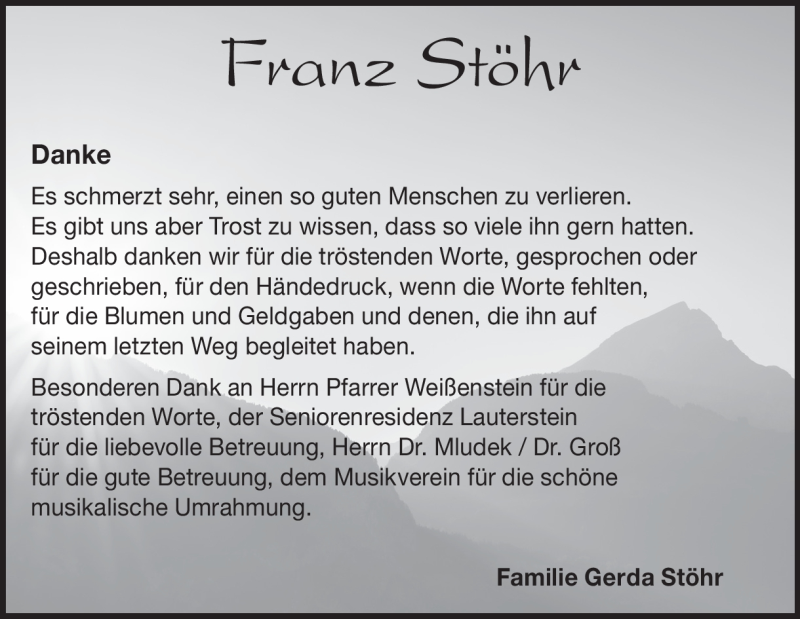  Traueranzeige für Franz Stöhr vom 30.03.2022 aus Heidenheimer Zeitung