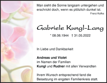 Traueranzeige von Gabriele Kungl-Lang von Heidenheimer Zeitung