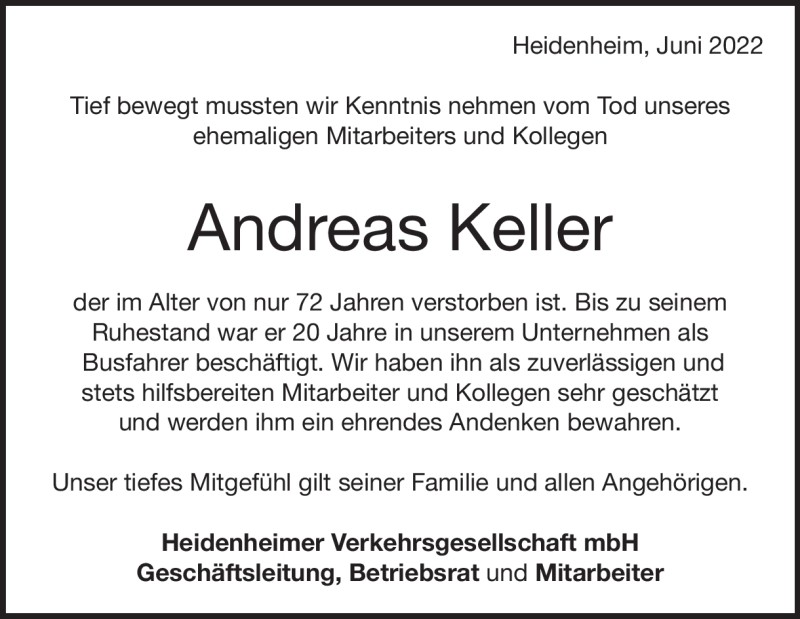  Traueranzeige für Willi Elser vom 23.06.2022 aus Heidenheimer Zeitung