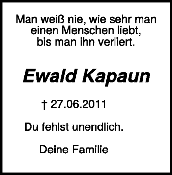 Traueranzeige von Ewald Kapaun von Heidenheimer Zeitung