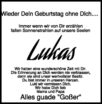 Traueranzeige von Lukas Saur von Heidenheimer Zeitung