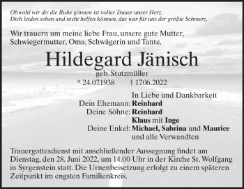 Traueranzeige von Hildegard Jänisch von Heidenheimer Zeitung