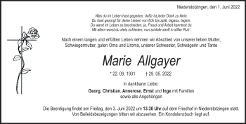 Traueranzeige von Marie Allgayer von Heidenheimer Zeitung