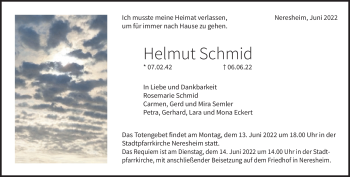 Traueranzeige von Helmut Schmid von Heidenheimer Zeitung