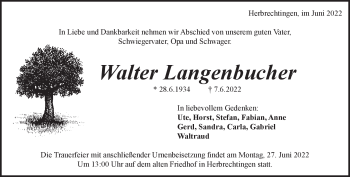 Traueranzeige von Walter Langenbucher von Heidenheimer Zeitung