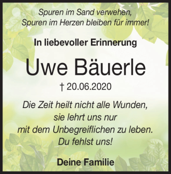 Traueranzeige von Uwe Bäuerle von Heidenheimer Zeitung