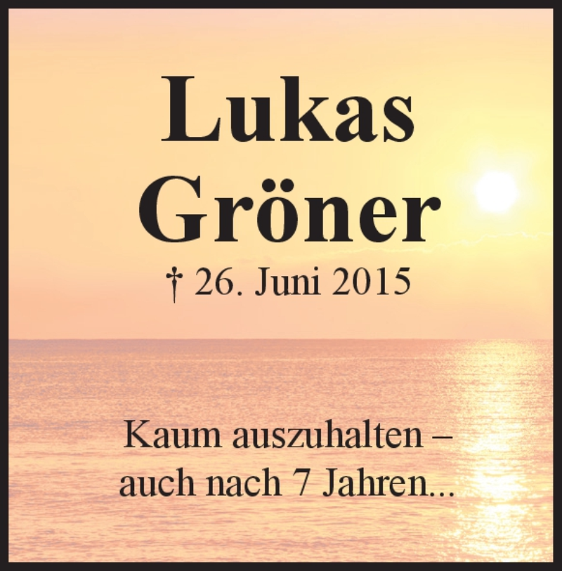  Traueranzeige für Lukas Gröner vom 25.06.2022 aus Heidenheimer Zeitung