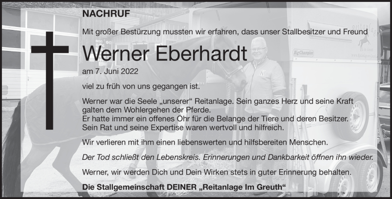  Traueranzeige für Werner Eberhardt vom 14.06.2022 aus Heidenheimer Zeitung