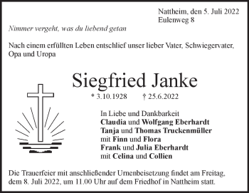 Traueranzeige von Siegfried Janke von Heidenheimer Zeitung