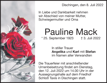 Traueranzeige von Pauline Mack von Heidenheimer Zeitung