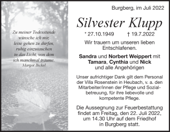 Traueranzeige von Silvester Klupp von Heidenheimer Zeitung