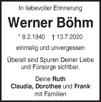 Traueranzeige von Werner Böhm von Heidenheimer Zeitung