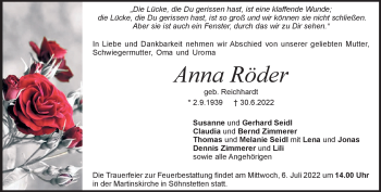 Anzeige Anna Röder