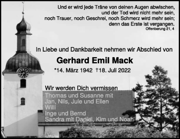 Traueranzeige von Gerhard Emil Mack von Heidenheimer Zeitung
