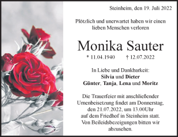 Traueranzeige von Monika Sauter von Heidenheimer Zeitung