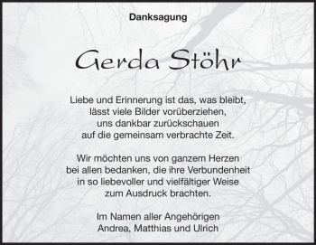 Traueranzeige von Gerda Stöhr von Heidenheimer Zeitung