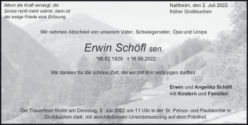 Traueranzeige von Erwin Schöfl von Heidenheimer Zeitung