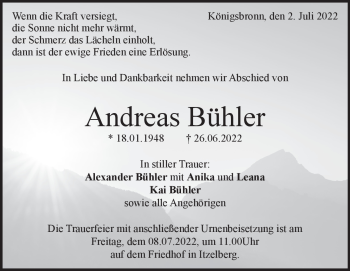 Anzeige Andreas Bühler