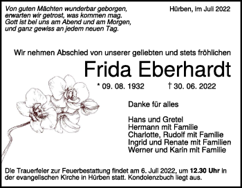Anzeige Frida Eberhardt