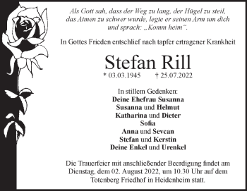 Traueranzeige von Stefan Rill von Heidenheimer Zeitung