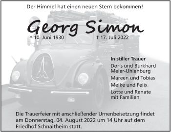 Traueranzeige von Georg Simon von Heidenheimer Zeitung