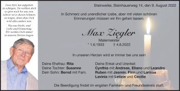 Traueranzeige von Max Ziegler von Heidenheimer Zeitung