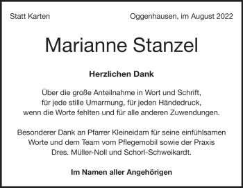 Traueranzeige von Marianne Stanzel von Heidenheimer Zeitung