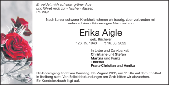 Traueranzeige von Erika Aigle von Heidenheimer Zeitung