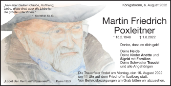 Anzeige Martin Friedrich Poxleitner