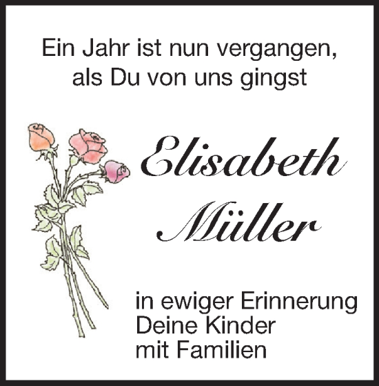 Traueranzeige von Elisabeth Müller von Heidenheimer Zeitung