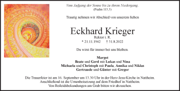 Traueranzeige von Eckhard Krieger von Heidenheimer Zeitung