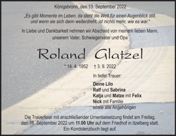 Traueranzeige von Roland Glatzel von Heidenheimer Zeitung