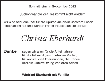 Traueranzeige von Christa Eberhardt von Heidenheimer Zeitung