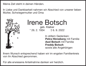 Traueranzeige von Irene Botsch von Heidenheimer Zeitung