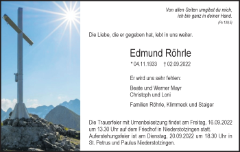 Traueranzeige von Edmund Röhrle von Heidenheimer Zeitung